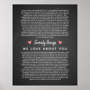 Poster 70 raisons pour lesquelles nous t'aimons cadeau d'