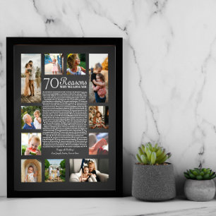 Poster 70 raisons pour lesquelles nous t'aimons cadeau d'