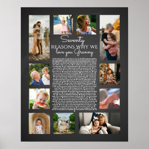 Poster 70 raisons pour lesquelles nous t'aimons vintage p