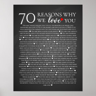 Poster 70 raisons pour lesquelles nous vous aimons 80e 60