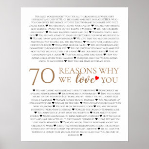 Poster 70 raisons pour lesquelles nous vous aimons 80e 60