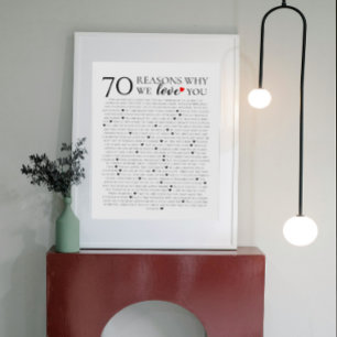 Poster 70 raisons pour lesquelles nous vous aimons 80e 60