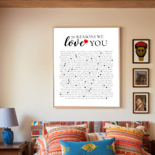 Poster 70 raisons pour lesquelles nous vous aimons cadeau