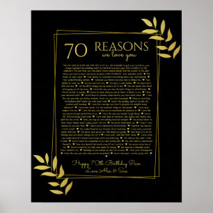 Poster 70 raisons pour lesquelles nous vous aimons feuill