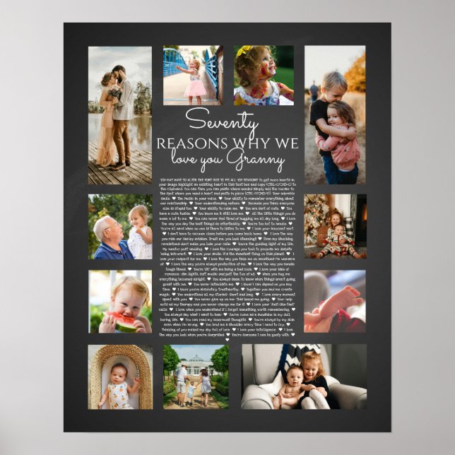Poster 70 raisons pour lesquelles nous vous aimons vous v (Devant)