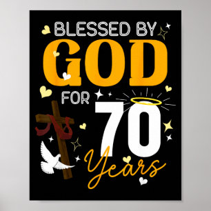 Poster 70e anniversaire béni par Dieu pour 70 ans 70e A