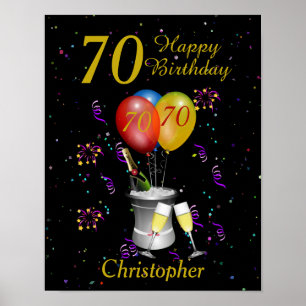 Poster 70e anniversaire élégant Black Gold