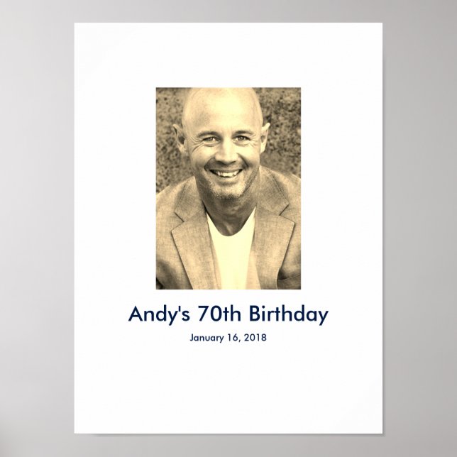 Poster 70e anniversaire photo personnalisée Se connecter  (Devant)