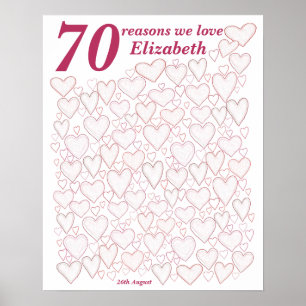 Poster 70e anniversaire - Rose 70 raisons Nous vous aimon
