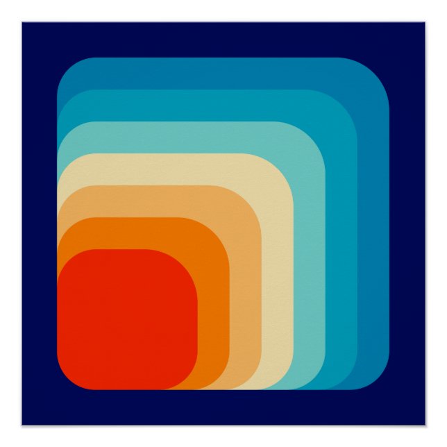 Poster 70s Square Rainbow (Devant)