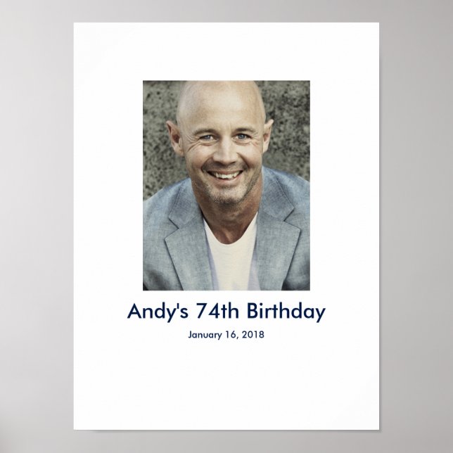 Poster 74e anniversaire photo personnalisée Connexion Bur (Devant)