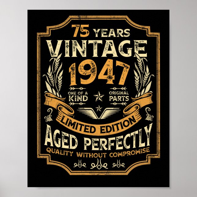 Poster 75 ans Vintage 1947 75e anniversaire (Devant)