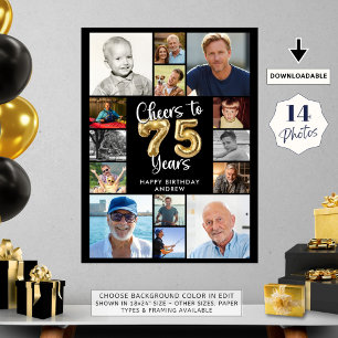 Poster 75e anniversaire 14 photo Collage encourage à 75 a