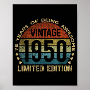 Poster 76 ans Vintage 1950 Édition limitée 76e anniversai