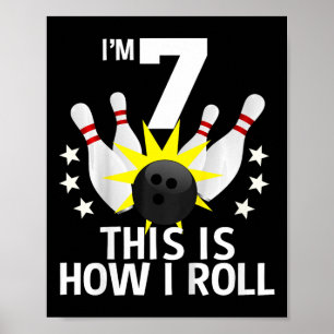 Poster 7 Ans Bowling Anniversaire Chemise de fête Comment