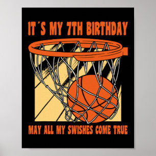 Poster 7 ans Joyeux 7e anniversaire Basketball 7e anniver