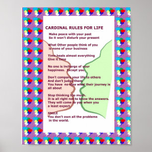 Poster 7 CARDINAL RULES FOR LIFE  Graphic Art Wisdom Text
