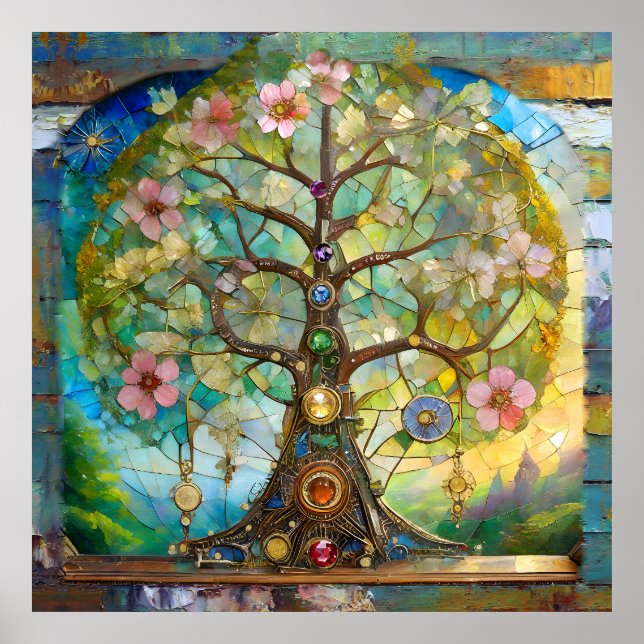 Poster 7 Chakra Fleurissant Arbre De Vie (Devant)