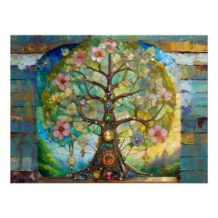 Poster 7 Chakra Fleurissant Arbre De Vie