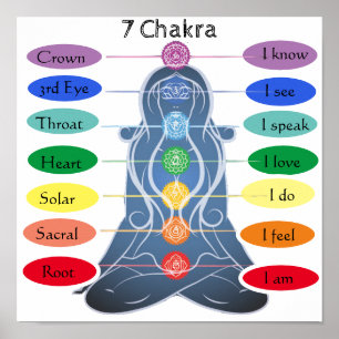 Poster 7 chakras 12 x 12 pouces
