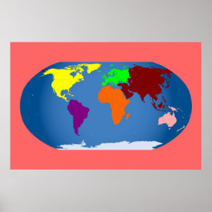 Poster 7 continents impriment des 3 pi colorés par 2 pi