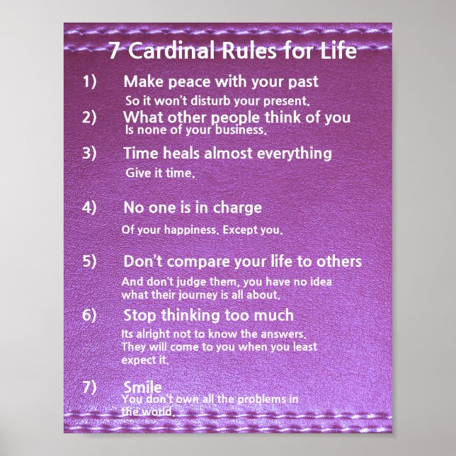 Poster 7 Règles cardinales pour la vie (Devant)