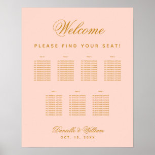 Poster 7 Tables Blush Pink Simple Mariage Graphique de si