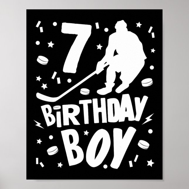 Poster 7e anniversaire Garçon Hockey sur glace Enfants 7  (Devant)