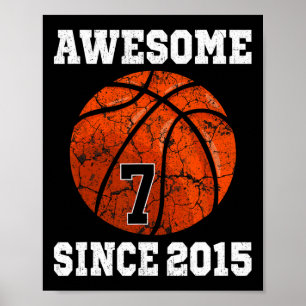 Poster 7e anniversaire Joueur de basket-ball 7 ans Vintag