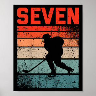 Poster 7e anniversaire Retro Hockey sur glace 7 ans Garço