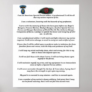 Poster 7e Credo de béret vert des forces spéciales