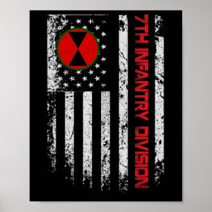 Poster 7e division d'infanterie Drapeau Vintage Usa Ve mi