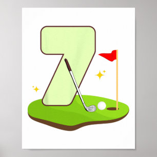 Poster 7e Golf Anniversaire Golfeur 7 Ans Anniversaire Pa