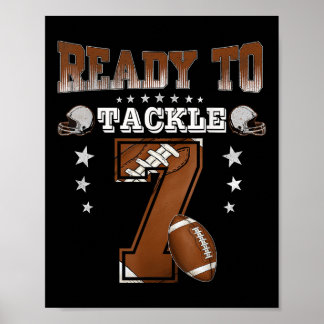 Poster 7th Birthday Boy Football Themed Party 7 Year Old 