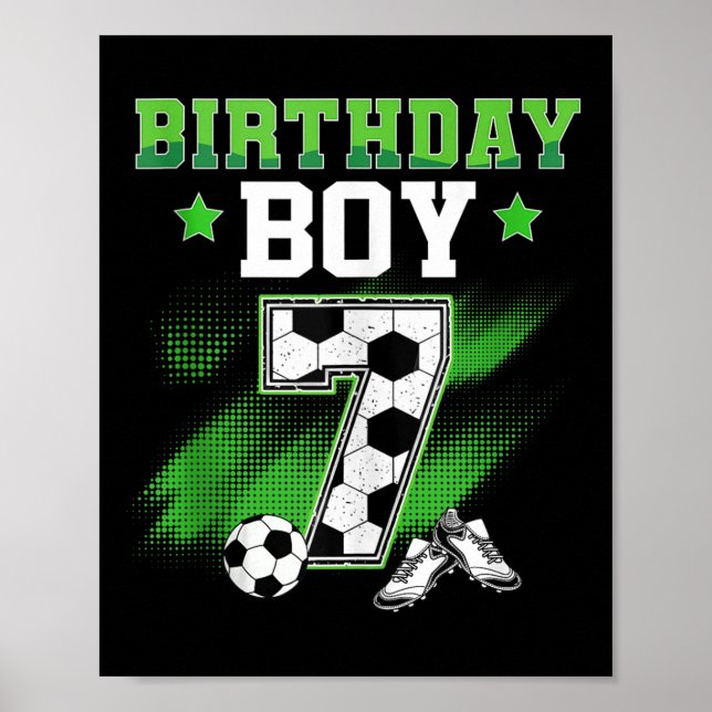 Poster 7th Birthday Boy Soccer 7 Year Old Sport 7yr Boys  (Devant)