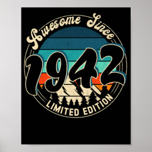 Poster 80 ans Vintage 80ème anniversaire 1942