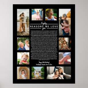 Poster 80 raisons pour lesquelles nous t'aimons cadeau d'