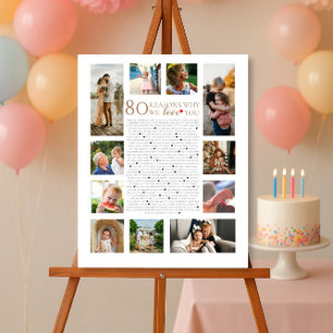 Poster 80 raisons pour lesquelles nous t'aimons collage p