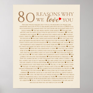 Poster 80 raisons pour lesquelles nous vous aimons 70e 60