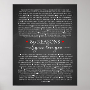 Poster 80 raisons pour lesquelles nous vous aimons 80e 60