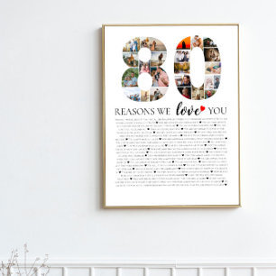 Poster 80 raisons pour lesquelles nous vous aimons collag
