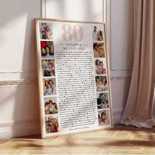 Poster 80 Raisons pour lesquelles on t'aime Cadeau de sou