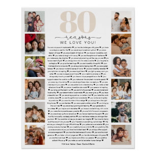 Poster 80 Raisons pour lesquelles on t'aime Cadeau de sou