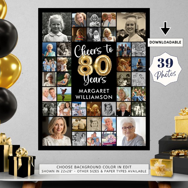 Poster 80e anniversaire 39 photo Collage de photos bravo  (Créateur téléchargé)