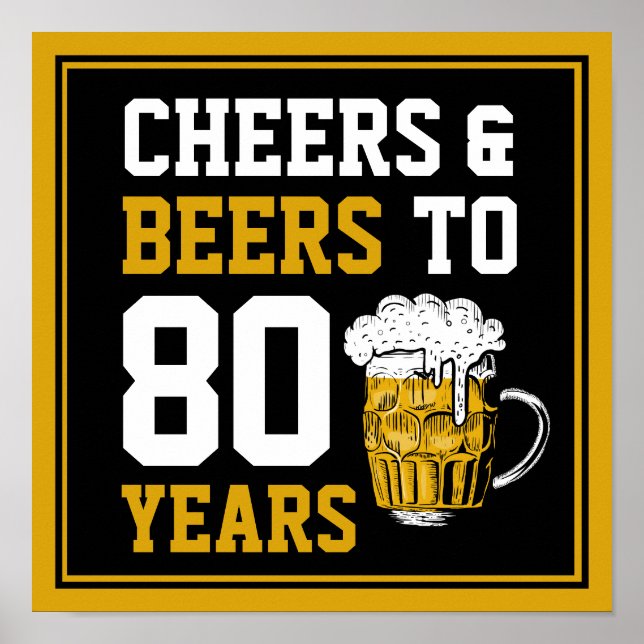 Poster 80e anniversaire Cheers & Bières à 80 ans (Devant)