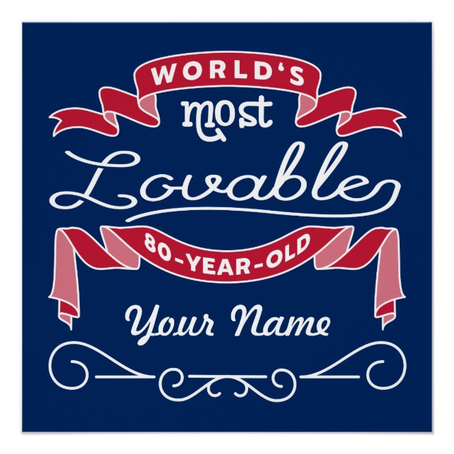 Poster 80e anniversaire du monde le plus adorable 80 ans (Devant)