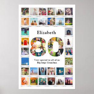 Poster 80e anniversaire Famille Modèle photo Keepsaké