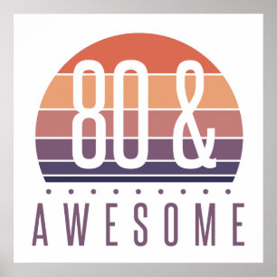 Poster 80e anniversaire Retro Sunset