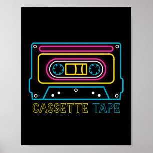 Poster 80s 90s Neon Cassette Ghettobaster