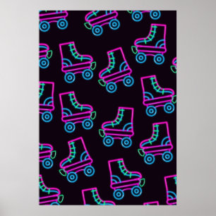 Poster 80s Neon Roller-skates